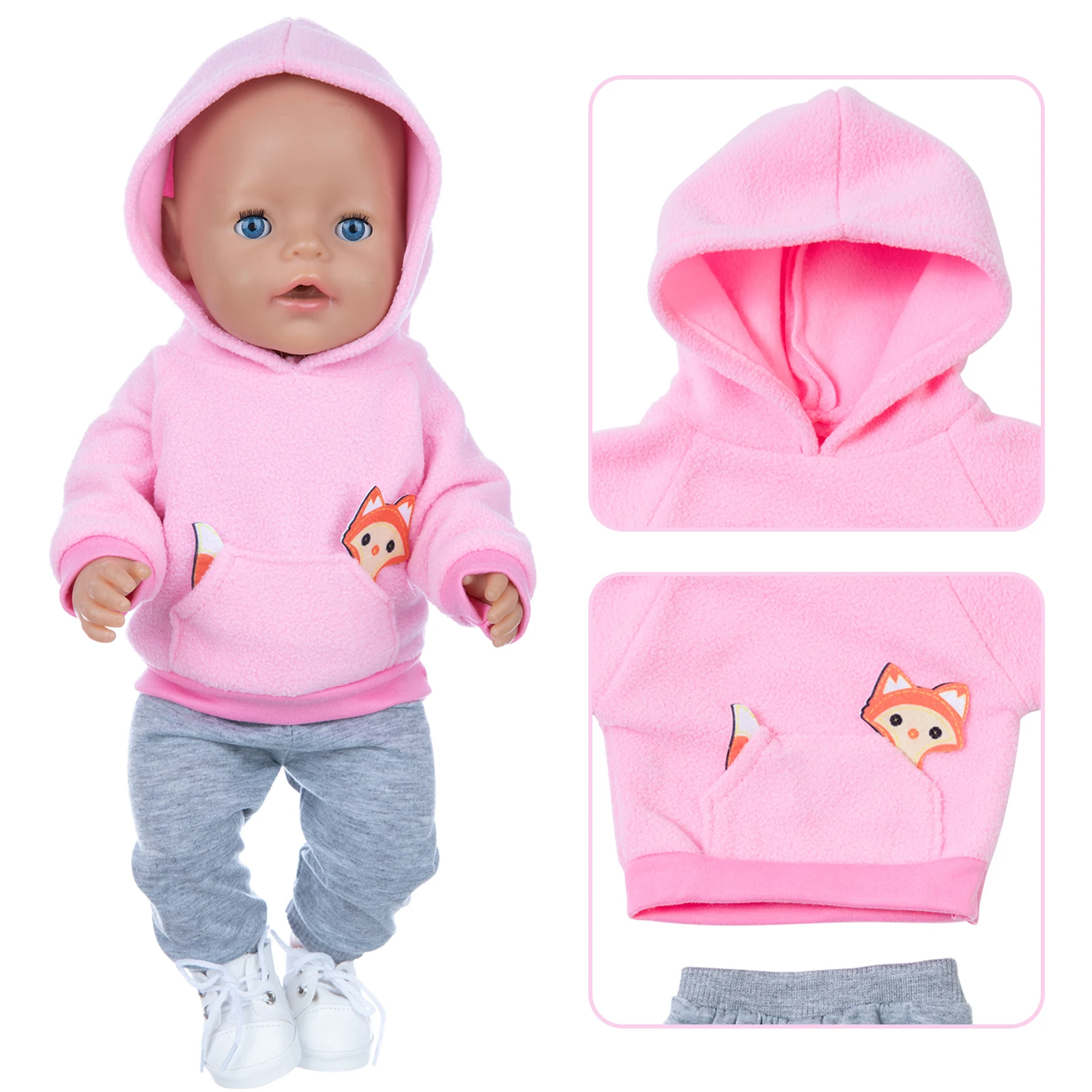 Кукольный костюм для новорожденных теплый розового цвета лисы кукол 17 дюймов 43