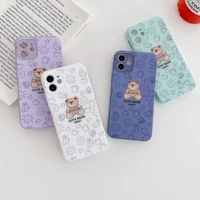 newest cartoon bear fashion glass case for iphone 12 11 pro max se 2020 xs xr x 7 8 plus case soft silicone protective cover