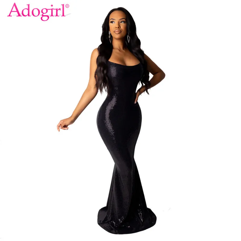 Платье Русалка Adogirl с Черными Блестками элегантное пикантное облегающее