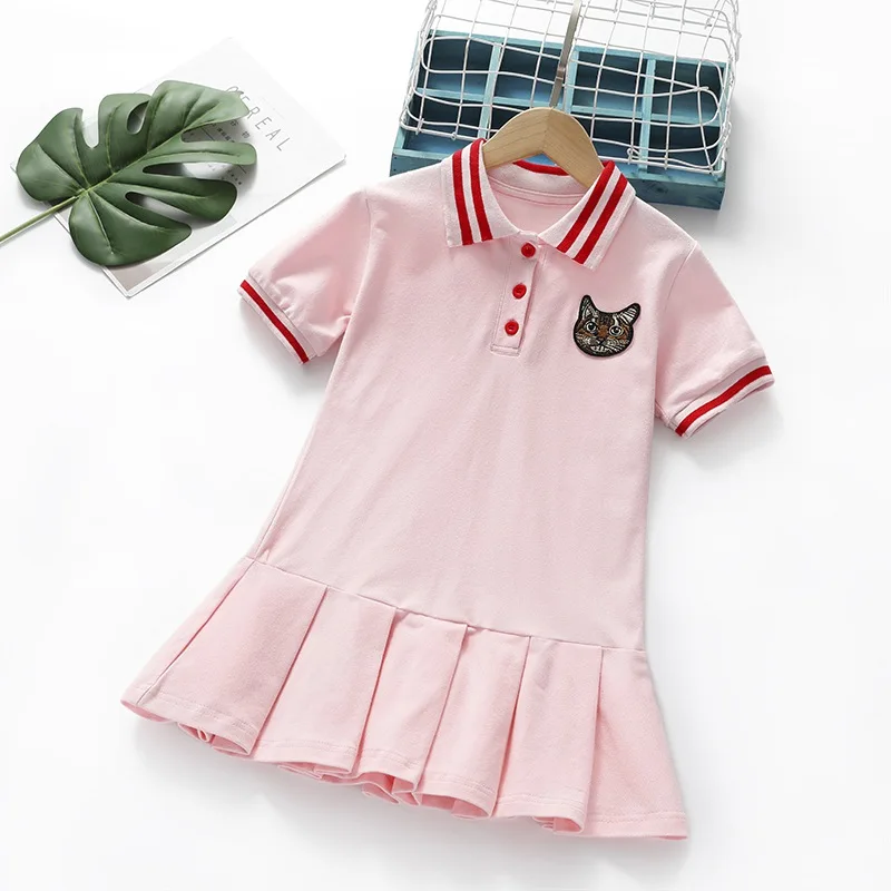 

Summer Breathable Leisure Baby Girls Dress Cartoon Print Short Sleeve Dress Kids Comfortable Causal Beauty Pageant Dresses