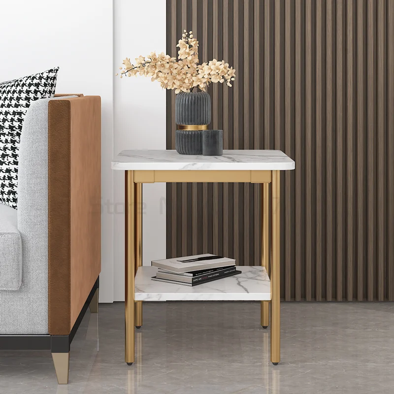 

Nordic sofa side light luxury living room marble corner simple balcony small tea table bedside table