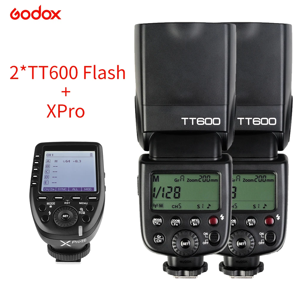 

Godox 2 шт. TT600 вспышка для камеры Speedlite с Xpro триггером для Canon Nikon Sony Pentax Olympus Fuji