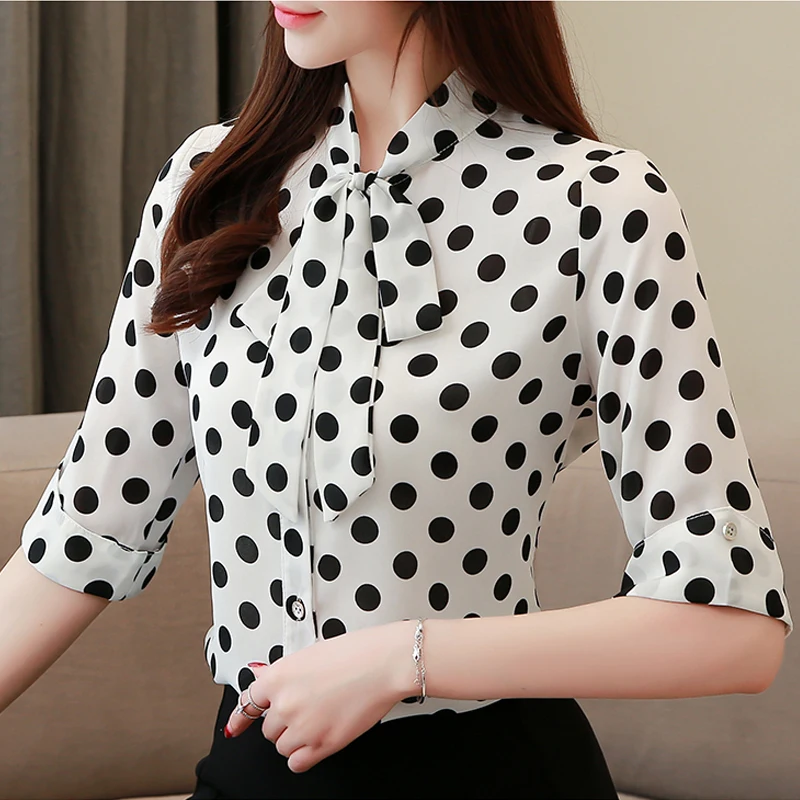 женские шифоновые офисные топы blusa женственные Новые 2019 модные блузки весна