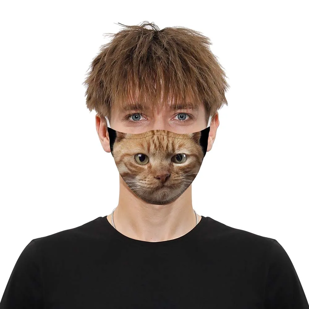 Пылезащитная хлопковая маска для лица PM2.5 с принтом животных моющаяся дышащая