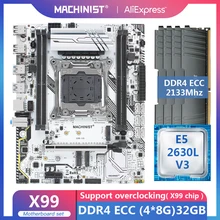 X99 Motherboard LGA 2011-3 Set Kit with Intel Xeon E5 2630L V3 CPU 32GB(4*8GB) DDR4 ECC REG RAM 2133MHZ M-ATX WIFI NVME M.2 SSD