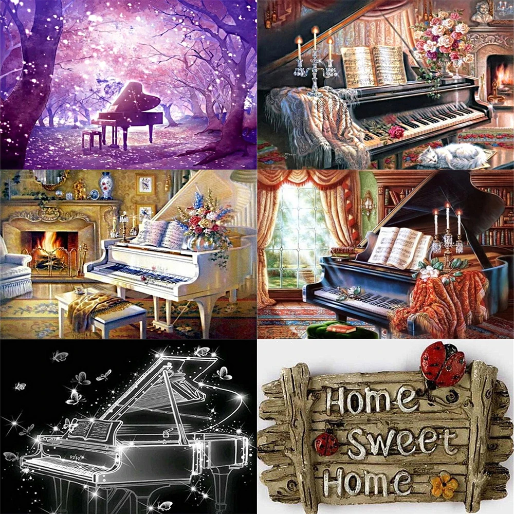 3D DIY Искусство алмазная живопись рисунком клавиш пианино Алмазная мозаика полная