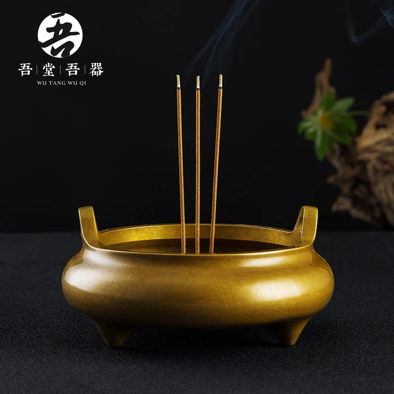 

★pure copper censer household indoor for Buddha dish present large jintong furnace to aroma stove burning incense burner
