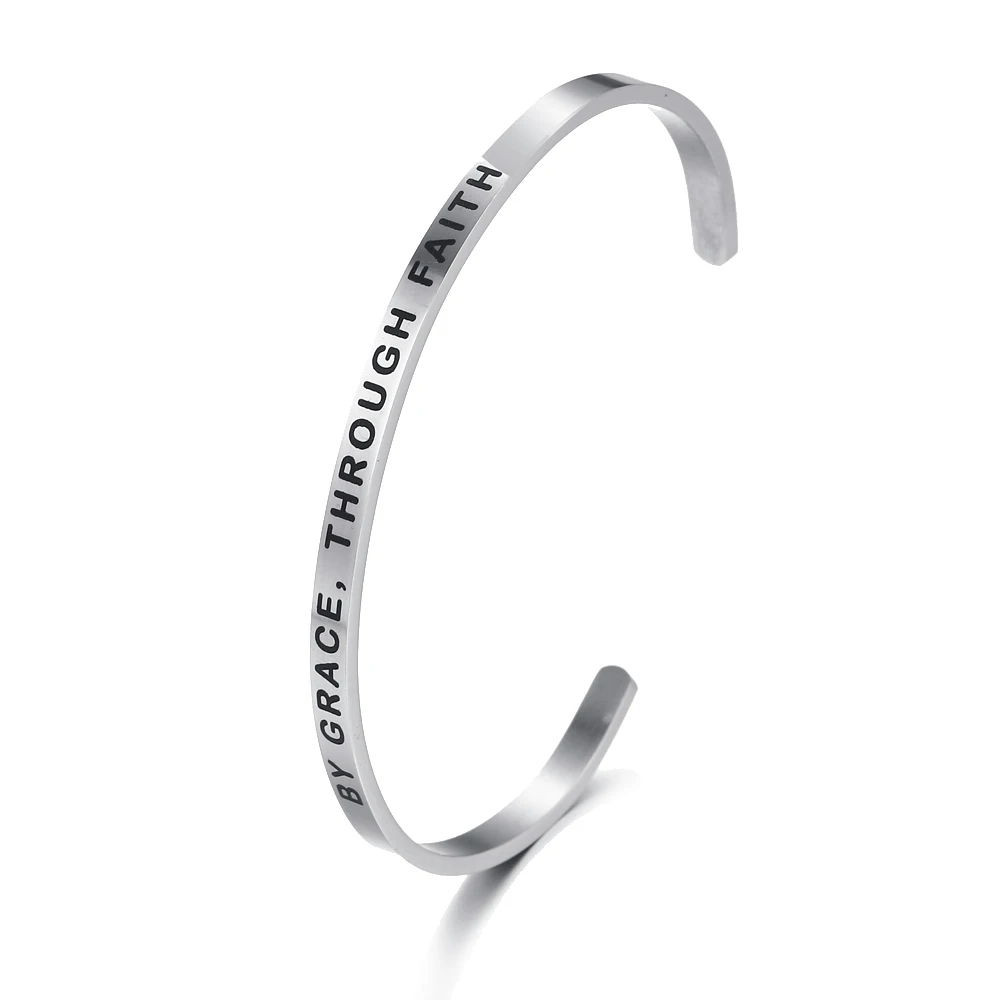 Браслет из нержавеющей стали с гравировкой сообщения от GRACE THROUGH FAITH|Браслеты| |