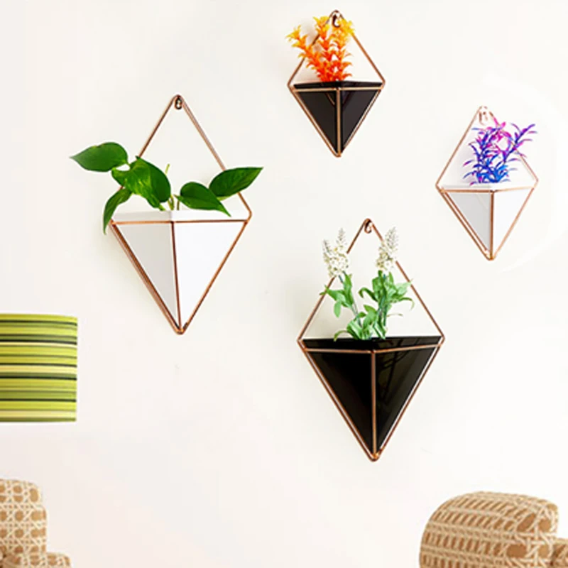 Кованого железа настенные украшения цветок сад горшок сочные вешалка для