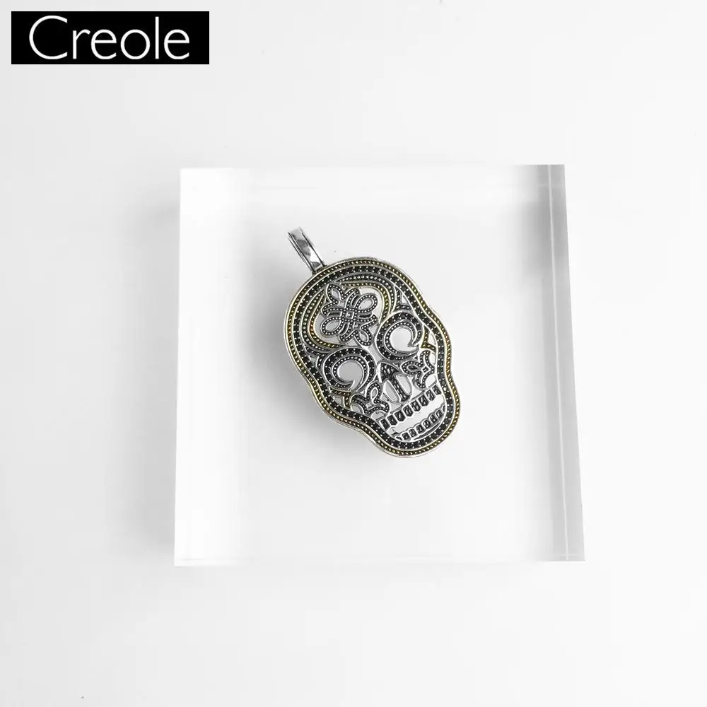 Кулон в форме черепа маска Золото Цвет 925 стерлингового серебра для мужчин стиле