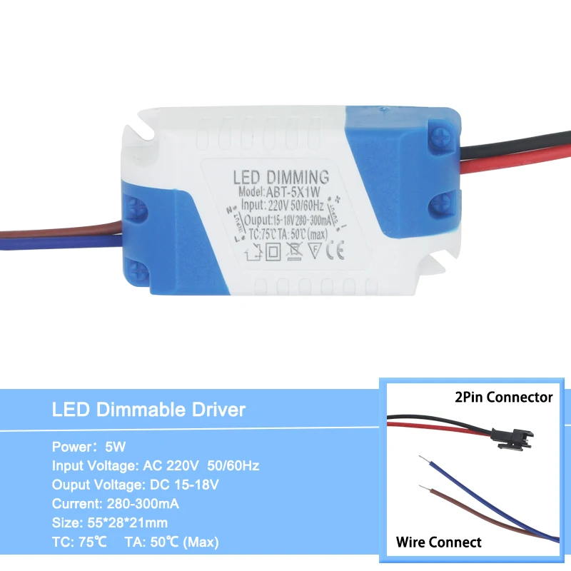 220V 5 Watt Одежда для детей от 3-24 Вт с регулируемой яркостью безопасный Пластик в виде ракушки светодиодный драйвер AC90-265V DC3-85V светильник трансформатор 300mA Питание адаптер для Светодиодный ламп - Цвет: 220V 5 Watt