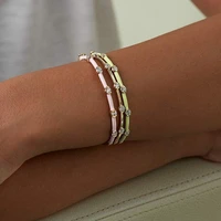 colorful summer jewelry pastel gold colors metal sparking bling cz band open bangle for women