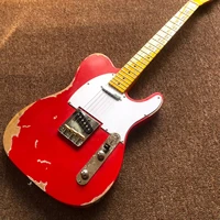 custom shopelectric guitarred color 6 strings maple fingerboard gitaar relics by hands guitarra alder body