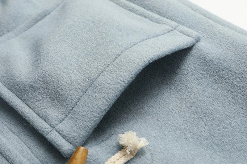 

loose coat Women's with button and horn, large wool coat, Hoodie, long sleeve, fashion, autumn, winter, 2021, 1dd3831