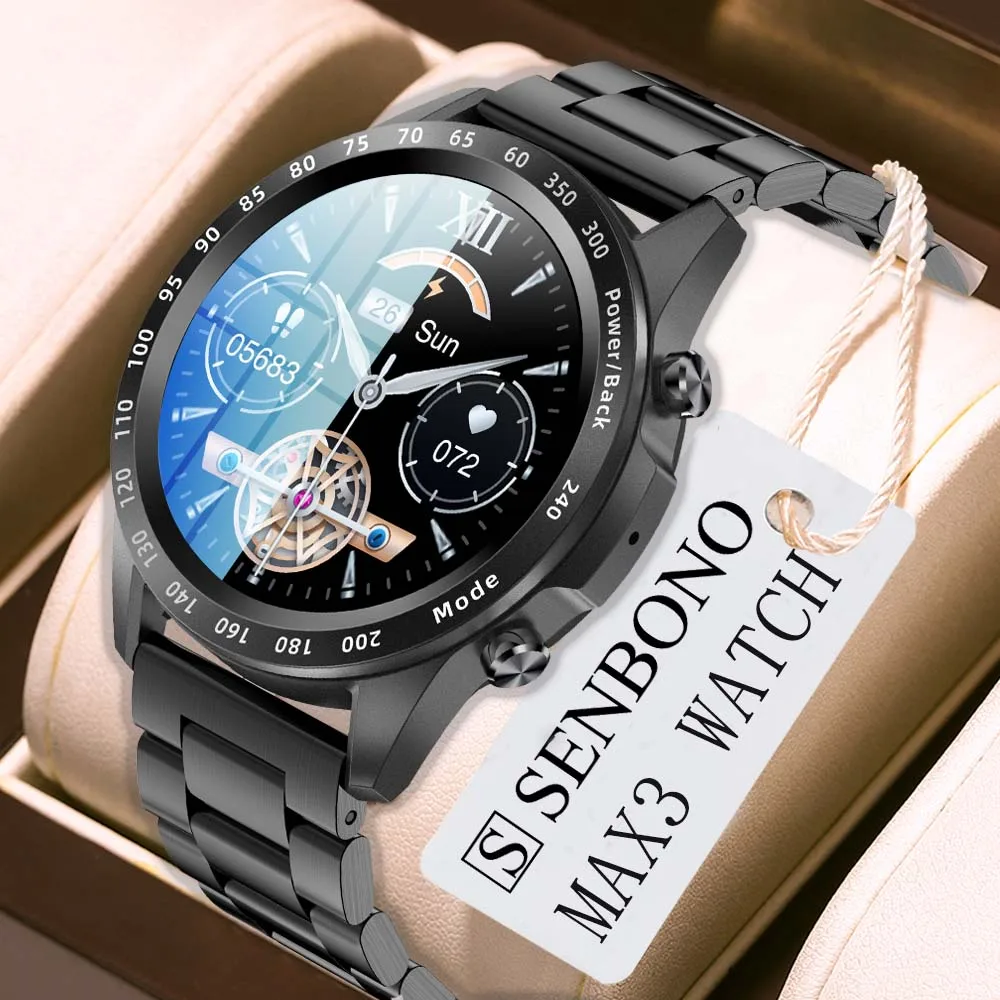 

SENBONO 2022 New Men Smart Watch Women 1.3 Inch Screen Dial Call Heart Rate Monitor Waterproof Smartwatch for IOS Android