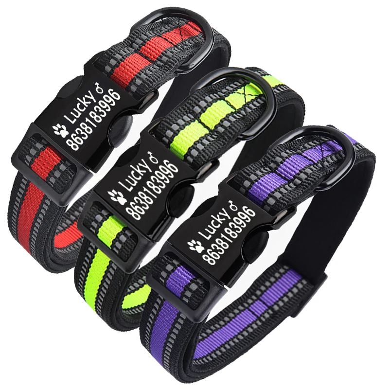 Имя собаки ошейники для собак Светоотражающие Безопасность собачьих ошейников