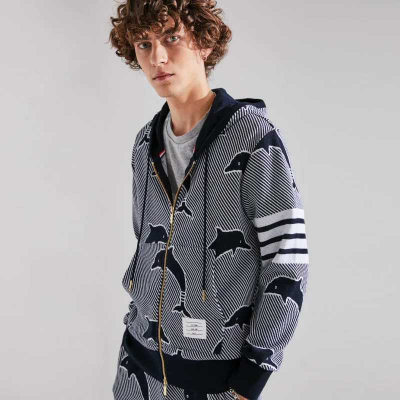 

Fashion TB 2021 Brand Spring Autumn hooded Clothing Dolphin Pattern Jacket Men Sweatshirts Hoodies Casual Sportswear Coat