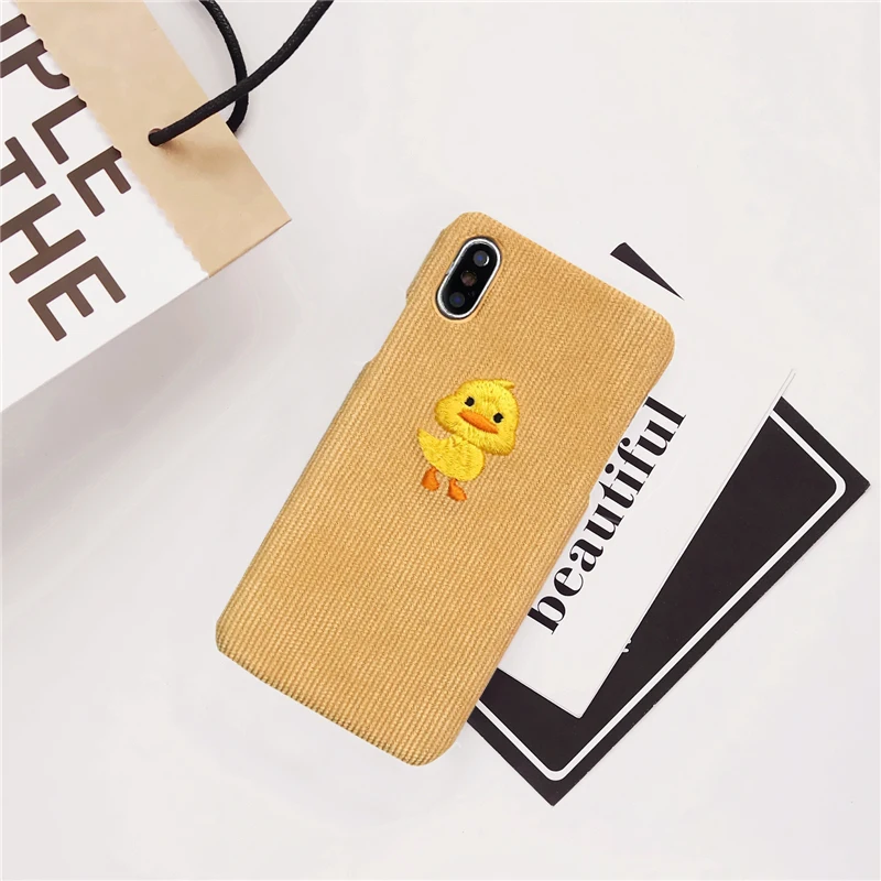 Зимние тканевый чехол для телефона для iPhone 11 Pro 6, 6 S, 7, 8plus X Чехол 3D с забавными овечками Пингвин плюшевый чехол для iPhone X XR XS MAX - Цвет: Duck