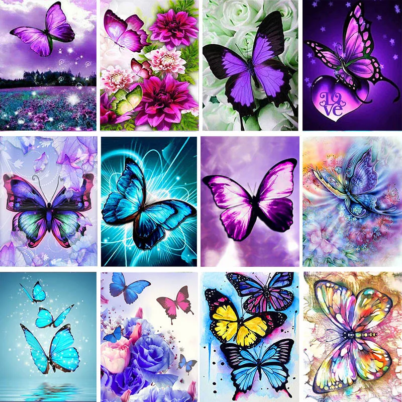 

Diamond Painting 5D DIY Butterfly Cross Stitch Kits Round Rhinestones Embroidery Mosaic Home Decoration Gift