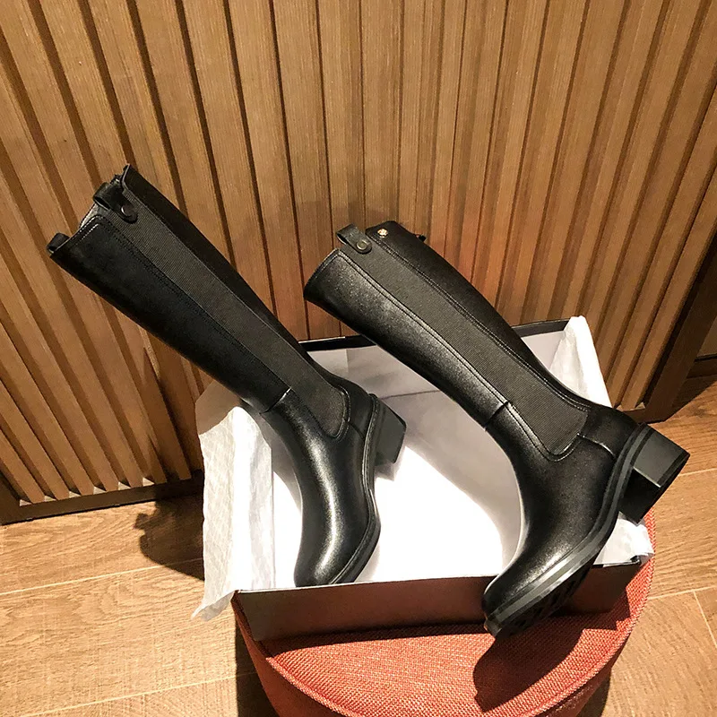 

Big size small sandals Autumn winter 2020 new thick heeled boots elastic Knight boots high boots