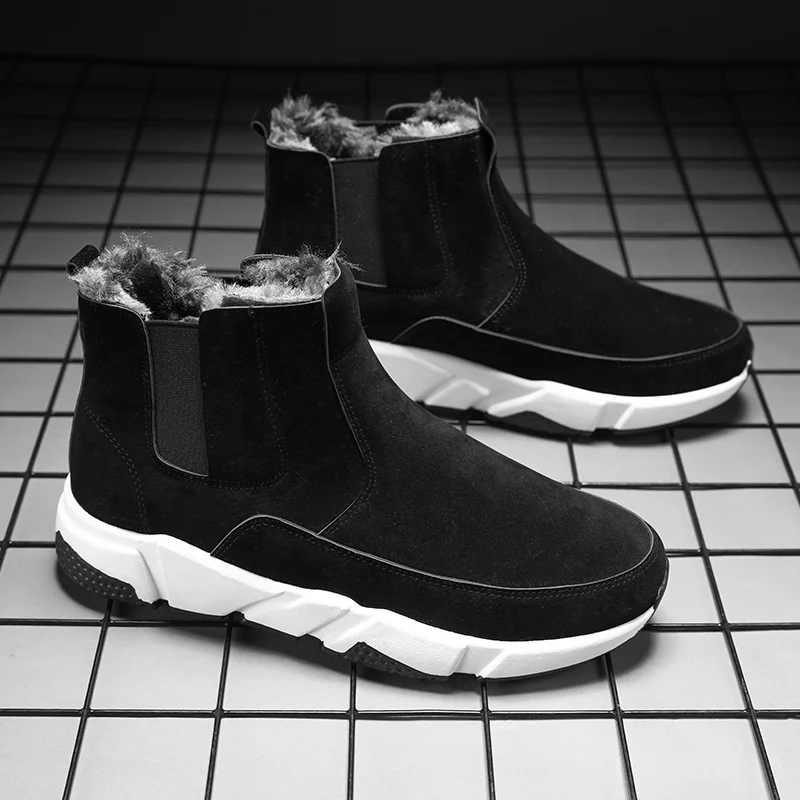 Мужские зимние высокие ботинки уличные дорожные Сапоги на молнии нескользящая