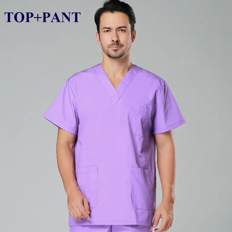 Purple PolyCotton 2 Распродажа униформа медсестры рабочая одежда для больниц доктор скраб набор для женщин и мужчин классический v-образный вырез дешевая медицинская Униформа Костюмы - Цвет: Purple PolyCotton 2