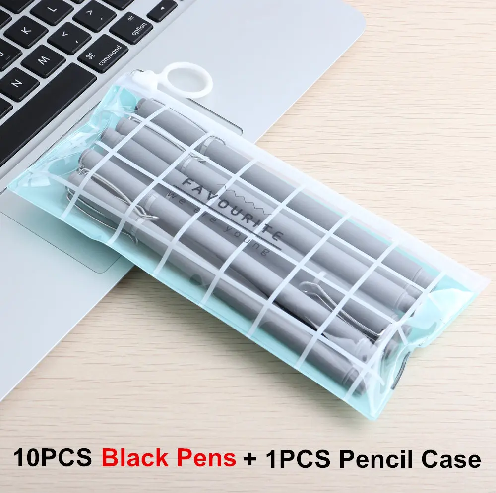 1Set Black B 10 шт./компл. гелевая ручка и карандаш чехол творческая ручка канцелярские принадлежности каваи гелевая ручка школьные канцелярские поставщиков детская ручка подарок - Цвет: 1Set Black B