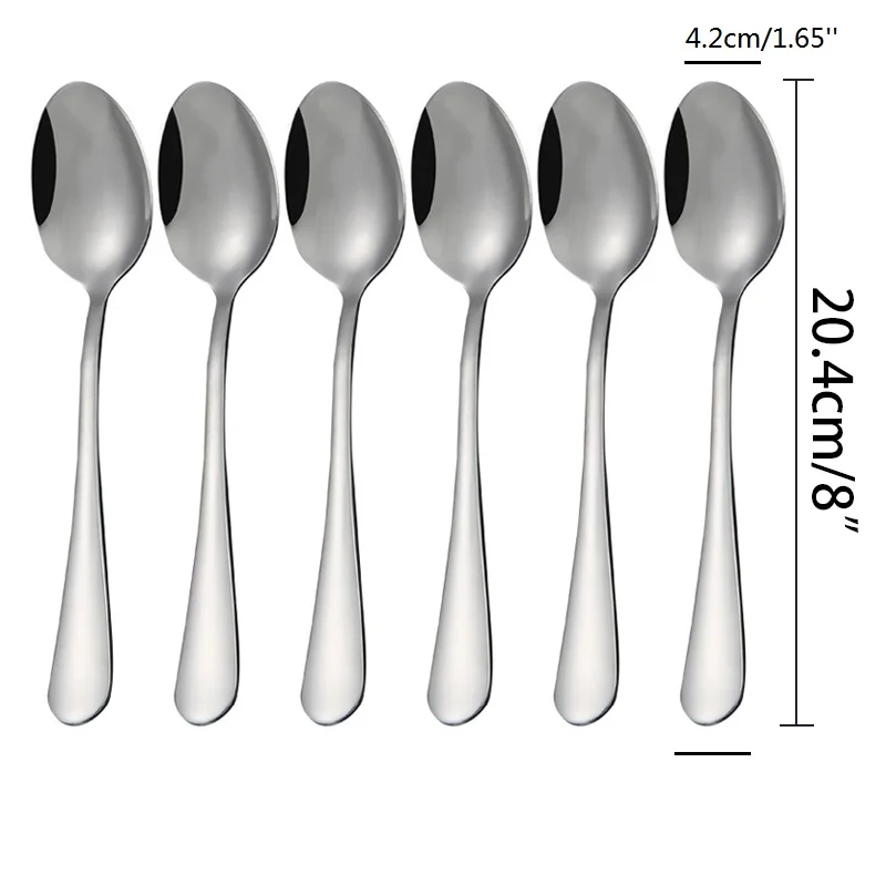 3pcs Korea Big Rice Buffet Spoon Soup Large Dinner Tablespoon Long Service Spoons Stainless Restaurant Public Dinnerware 8''|spoon long|spoon
