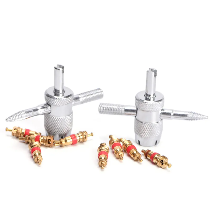 

1set Valve Core 4 Way Car Truck Tire Screwdriver Valve Stem Core Remover Installer Tools Tyre Valve Core Tool