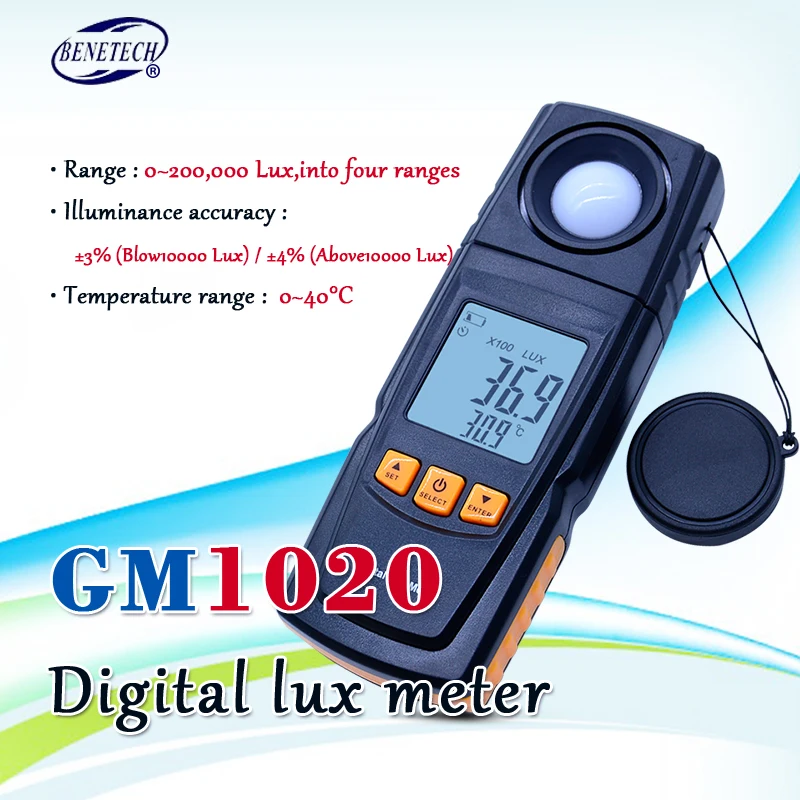 Горячий цифровой люкс свет метр GM1020 USB LCD подсветка дисплей ручной фотометр до 200000