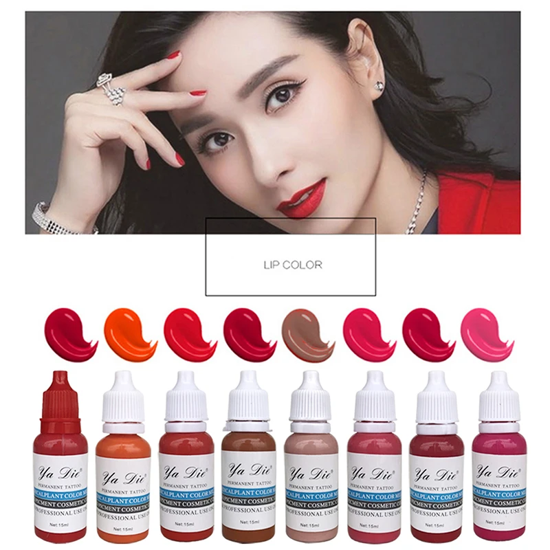 

16pcs/lot Eyebrow Tattoo ink Permanent Makeup Micro pigment Lasting Long 15ml /Bottle mixed Eyebrow&Lip tattoo mixed color ink