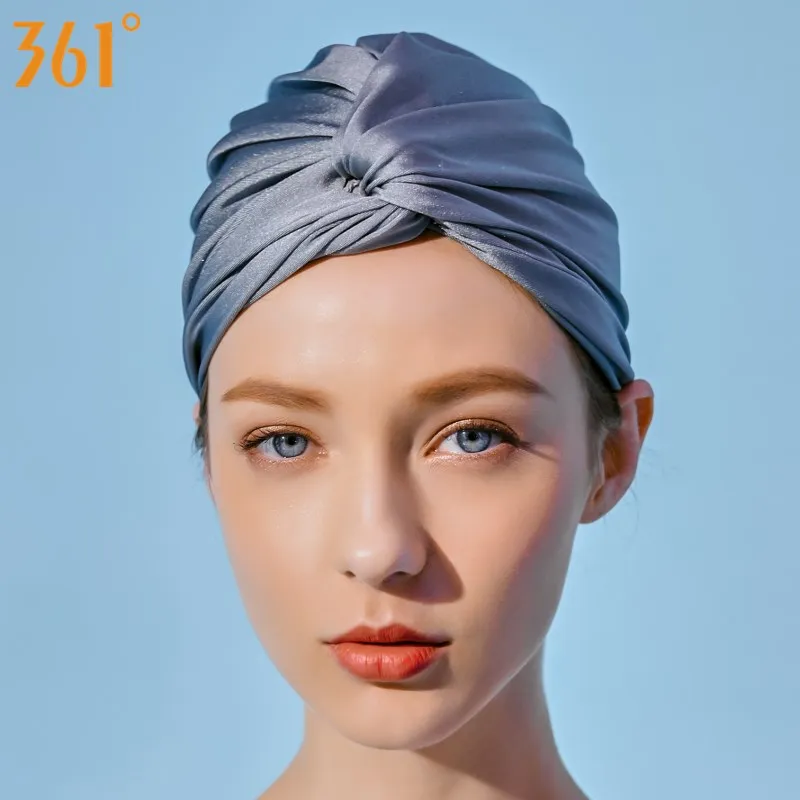 Женская плиссированная шапочка для плавания элегантная с длинными волосами