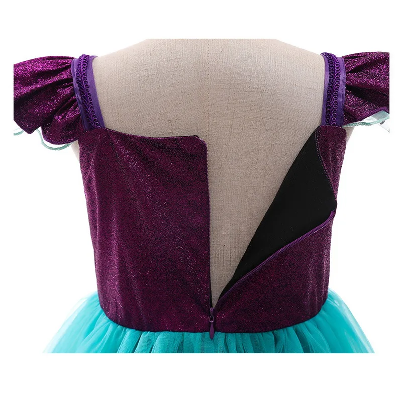 Костюм для косплея Русалочки девочек детская одежда с оборками на рукавах