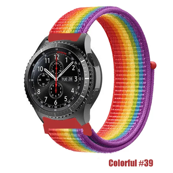 22 мм 20 мм ремешок для часов samsung galaxy watch active 42 мм 46 мм gear S3 s2 Frontier классический ремешок huami Amazfit bip huawei gt 2 - Цвет ремешка: rainbow 39