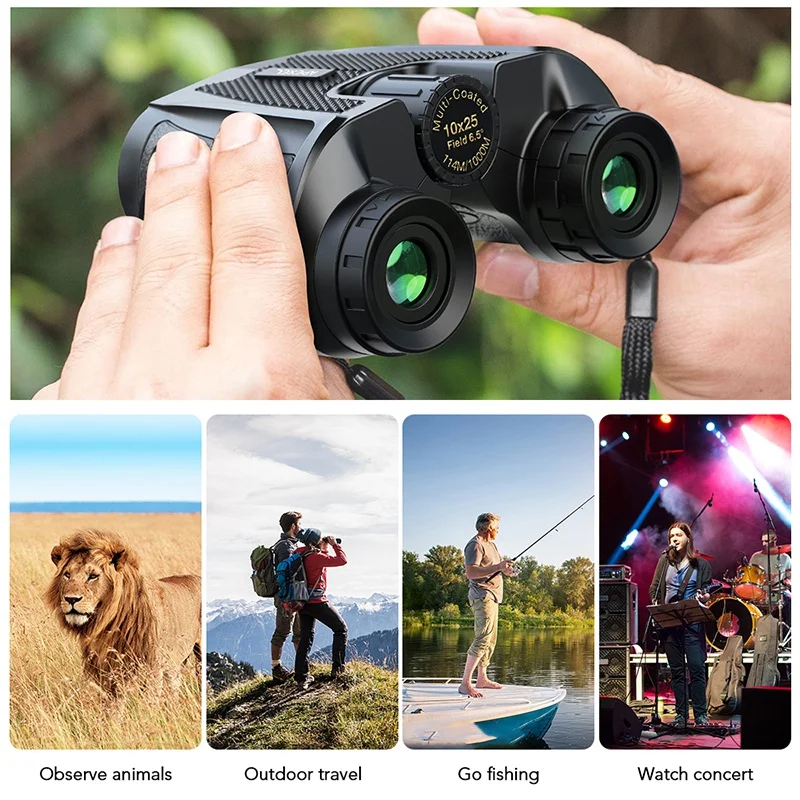 

APEXEL HD Binoculars 10X25 BAK4 Prism Telescope High Powered Zoom Outdoor Hunting Telescope for Sport Bird-Watching
