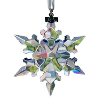 crystal snowflake figurine car pendant snowflake decor suspension ornaments sun catcher shining star hanging trim christmas gift