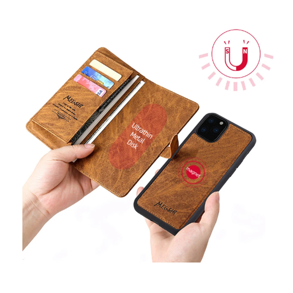 Кожаный чехол-раскладушка для телефона iphone 11 2020 SE Магнитная функция кронштейна 6S