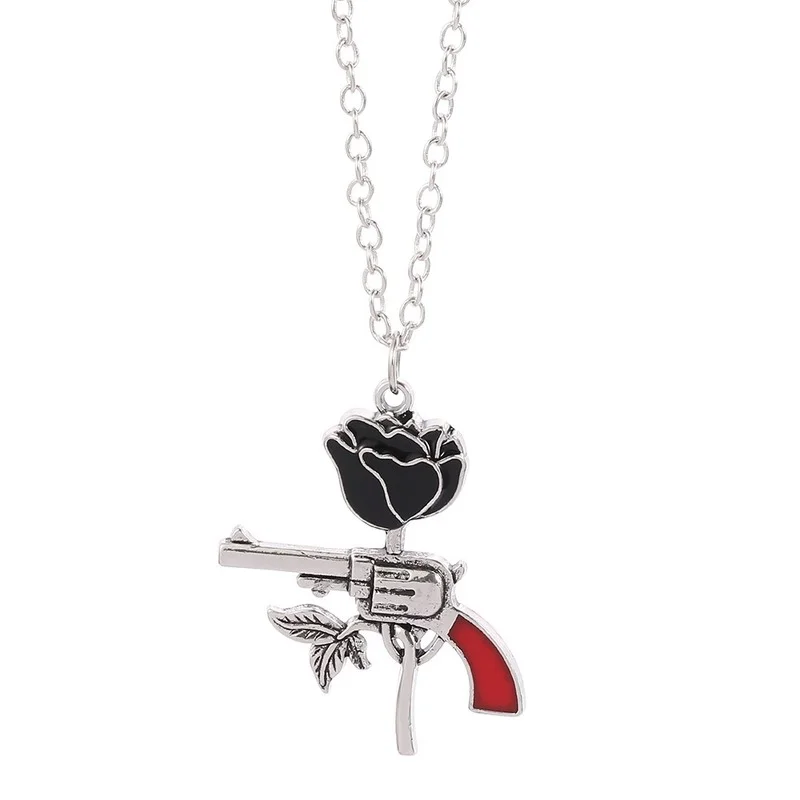 

Hot-Selling New Arrival Left Wheel Style Black Rose Gothic Punk Necklace Ornament Factory Direct Sales