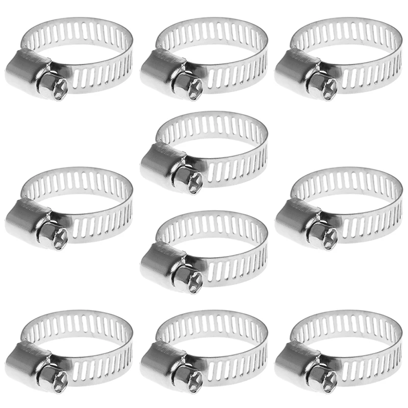 

10Pc Stainless Steel Adjustable Drive Hose Clamp Fuel Line Worm Clip 3/4"-1" New 32CC