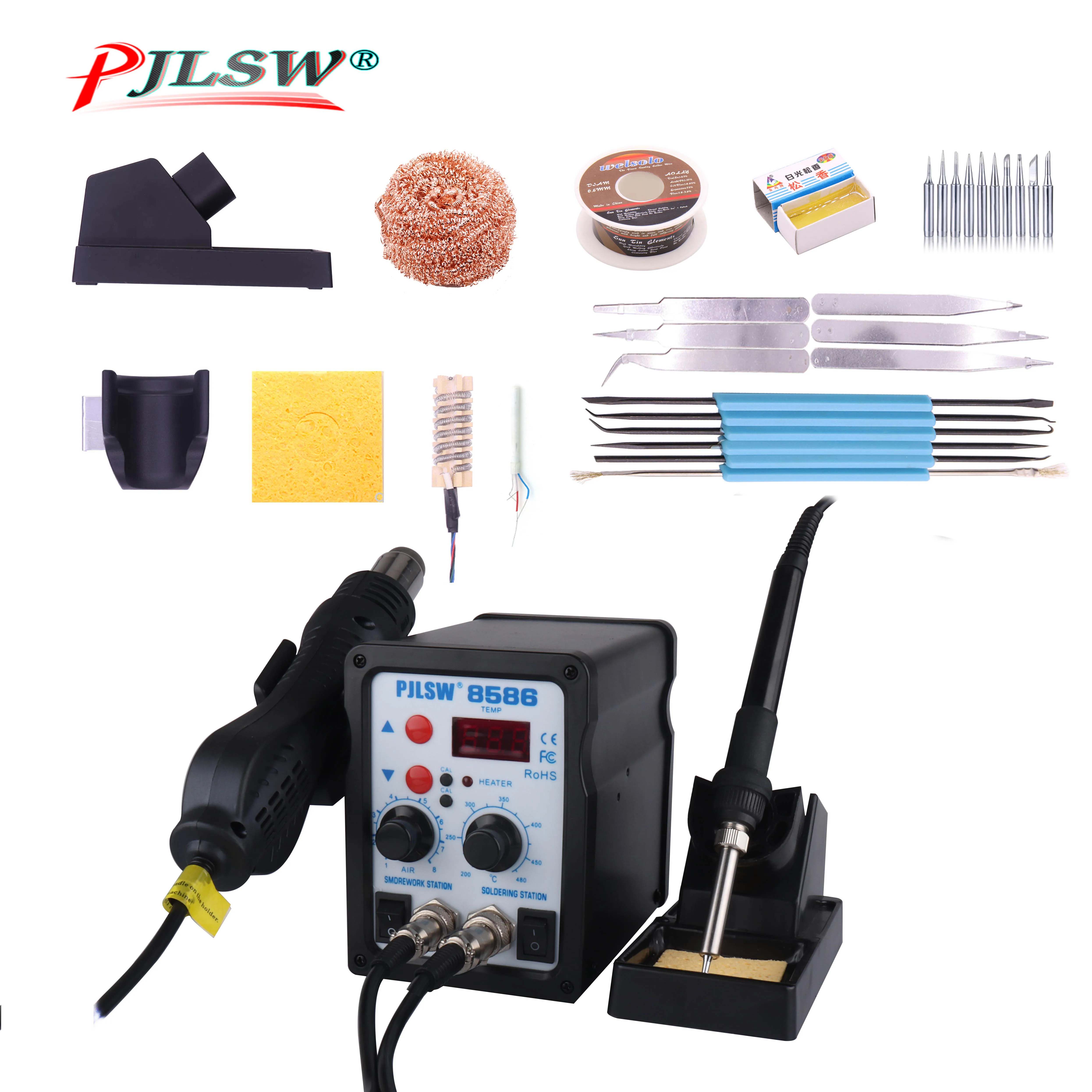 PJLSW  700W Double Digital Display Electric Soldering Irons +Hot Air Gun Better SMD Rework Station Upgraded 8586