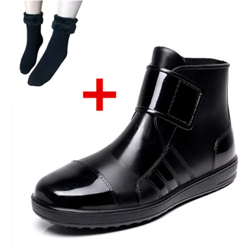 Зимние мужские теплые плюшевые Утепленные резиновые сапоги Нескользящие