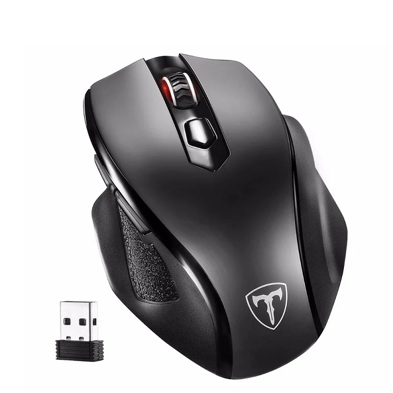 VicTsing mm057 беспроводная мышь обновленная 2400 dpi регулируемая полноразмерная эргономичная дизайнерская мышь для ноутбука/ПК/компьютера - Цвет: Черный