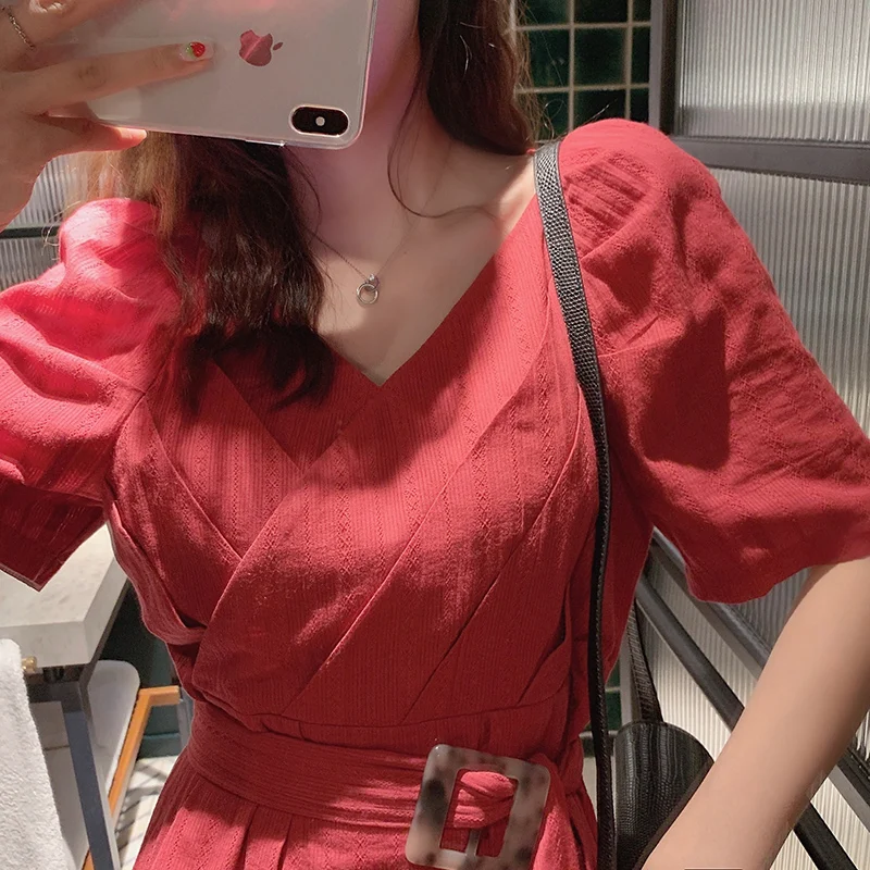 Женское мини-платье с поясом Mishow повседневное облегающее платье v-образным