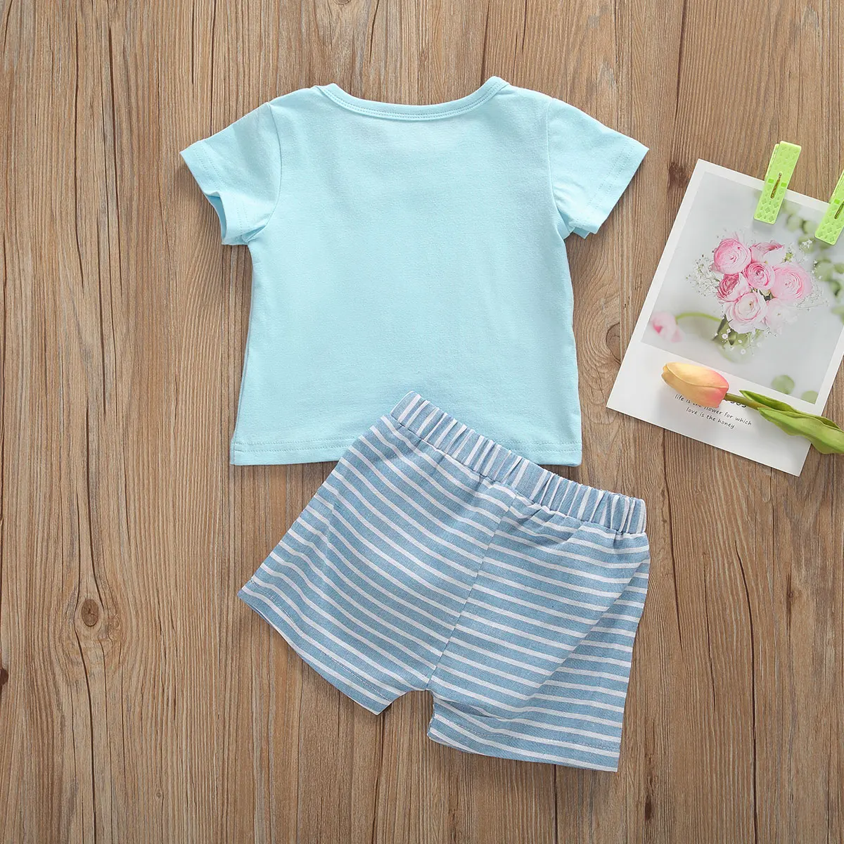 

Newborn Baby Boy 0-12M Clothes Summer Cartoon Animal Print T-Shirt Tops Striped Short Pants 2Pcs Outfits Cotton Clothes Set