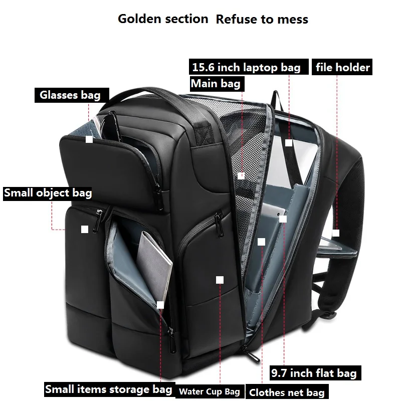 

Brand Business backpack for laptop15.6 Inch USB backpack for men Multifunction High Capacity PVC Black Travel Bag 2018 NEW