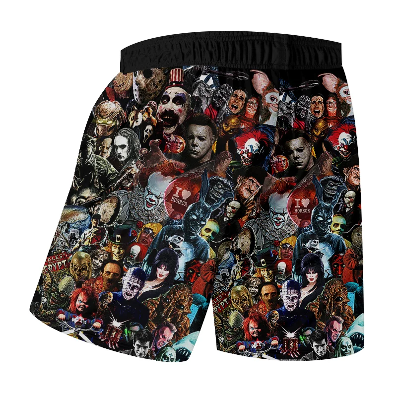 Мужские пляжные шорты UJWI с 3D-принтом черепа маска ужаса Харадзюку оверсайз для