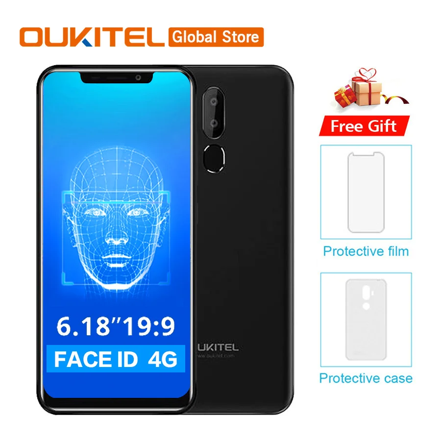 OUKITEL C12 Pro 4G 6,1" 19:9 Android 8,1 Face ID 3300 мАч MT6739 четырехъядерный 2 Гб ОЗУ 16 Гб ПЗУ 8МП+ 5Мп отпечаток пальца мобильный телефон
