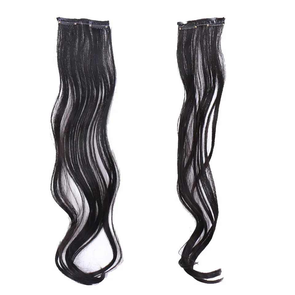 Fish Line with Clip in Hair Extensions Natural Pieces Real 24 inch Synthetic Flip Wavy | Шиньоны и парики