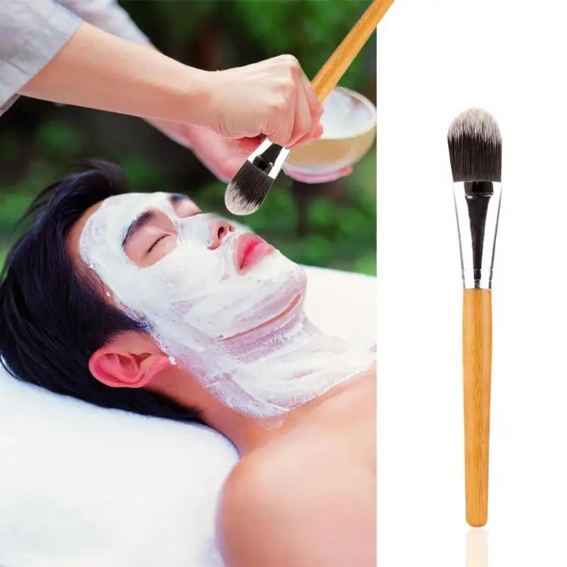 Facial Mask Brush Portable Cosmetic Tool Makeup Foundation Fiber Hair Bamboo Handle Powder Concealer Face | Красота и здоровье