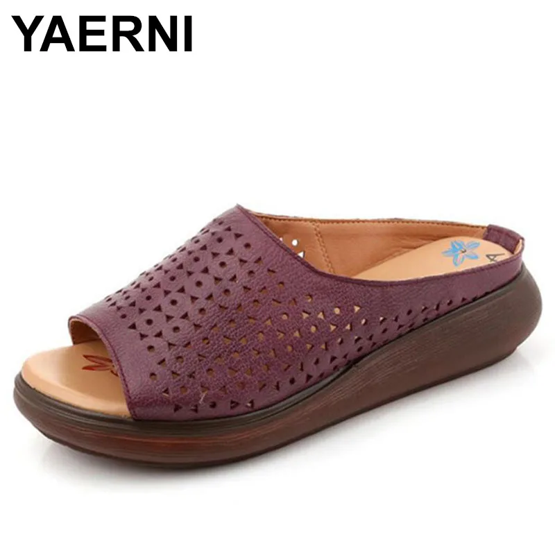 

Женские шлепанцы YAERNIsummer, из натуральной кожи, с мягкой подошвой, в стиле ретро, удобные, Нескользящие, для отдыха